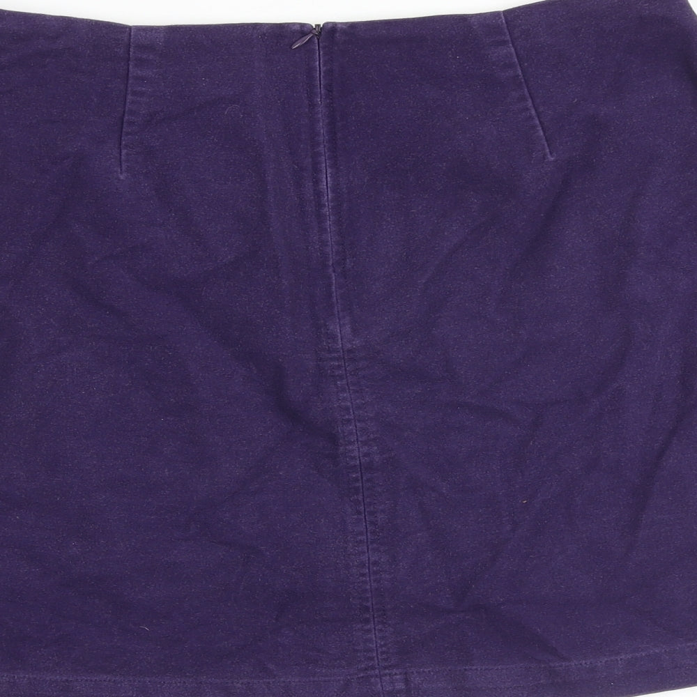 Boden Womens Purple Cotton A-Line Skirt Size 14 Zip