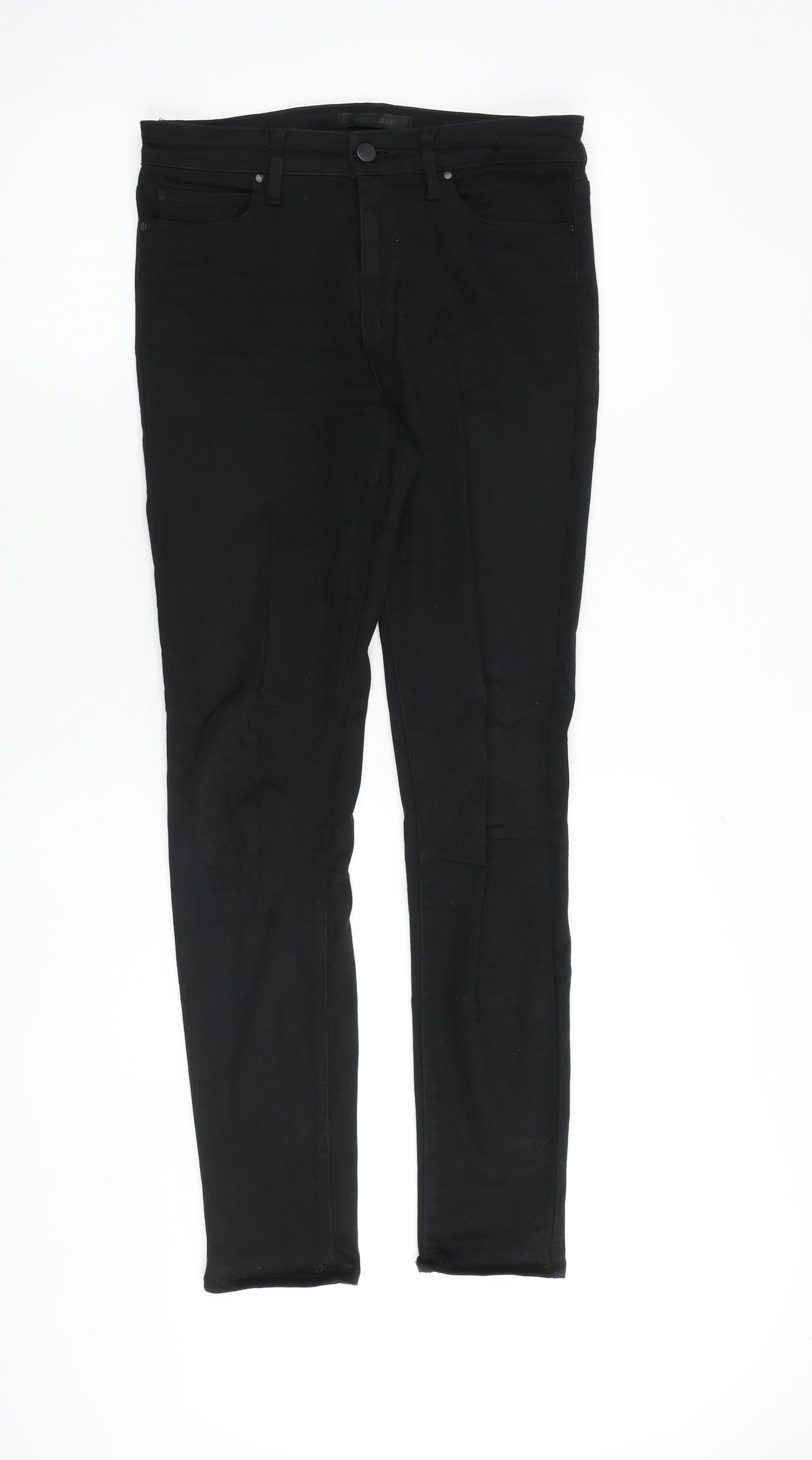 Uniqlo Womens Black Cotton Skinny Jeans Size 30 in Slim Zip