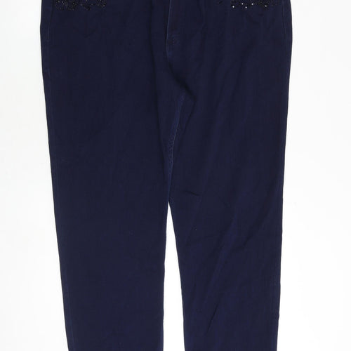 Roma Womens Blue Cotton Straight Jeans Size 42 in Regular Zip - Embellished Pockets