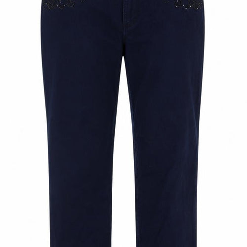 Roma Womens Blue Cotton Straight Jeans Size 42 in Regular Zip - Embellished Pockets