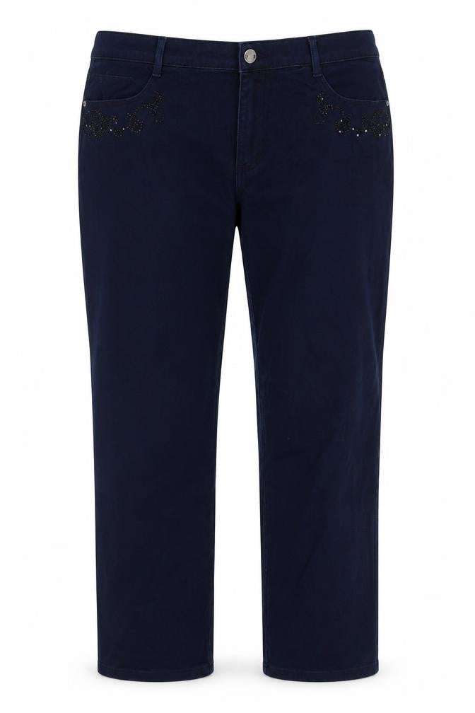 Roma Womens Blue Cotton Straight Jeans Size 42 in Regular Zip - Embellished Pockets