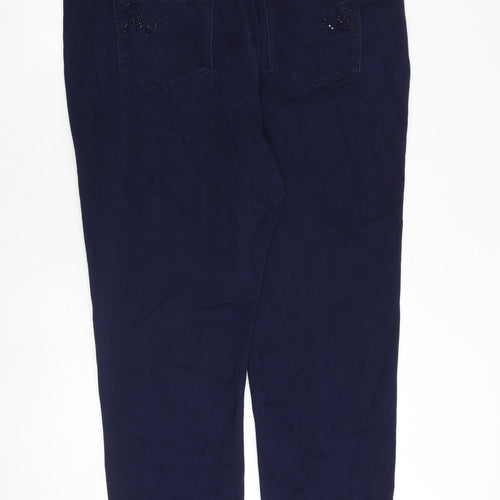 Roma Womens Blue Cotton Straight Jeans Size 42 in Regular Zip - Embellished Pockets