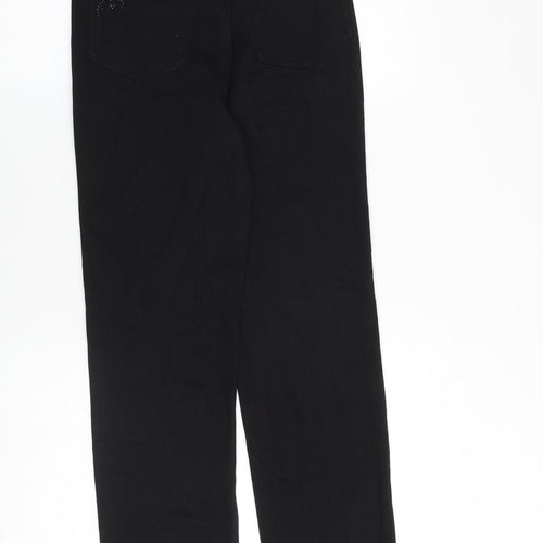 Marks and Spencer Womens Black Cotton Straight Jeans Size 8 Regular Zip