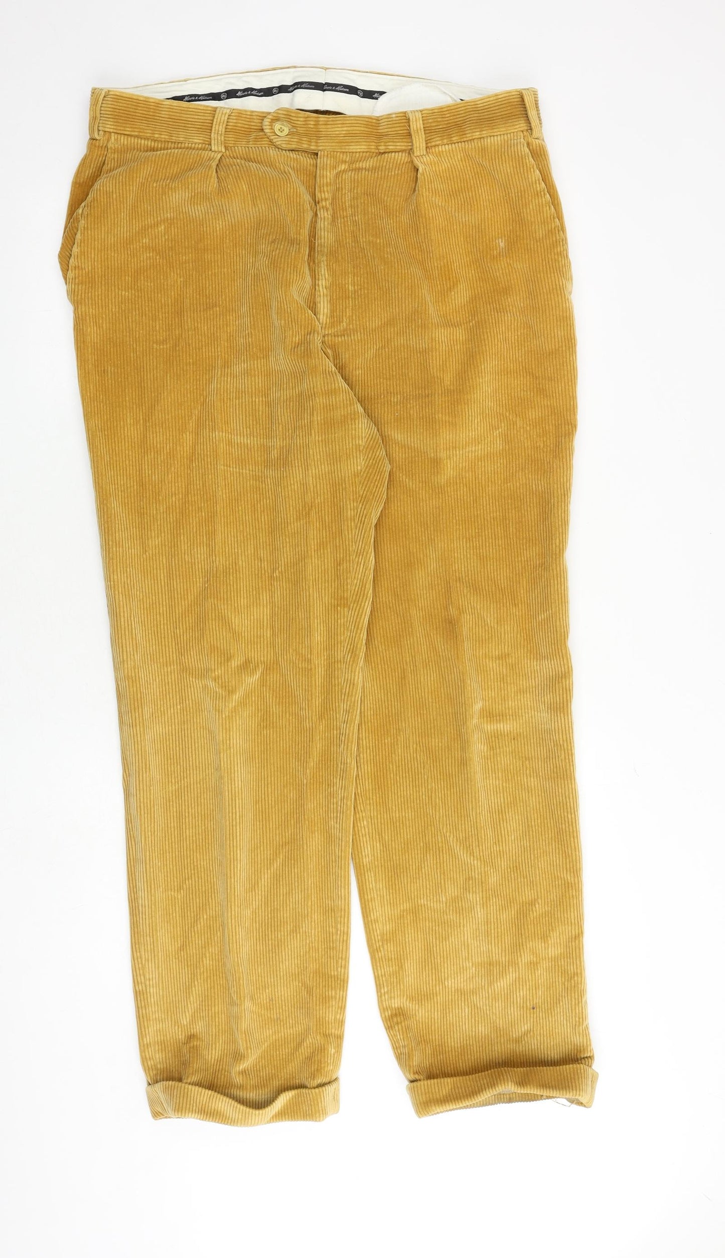 Havier Hudson Mens Yellow Cotton Trousers Size 38 in Regular Zip