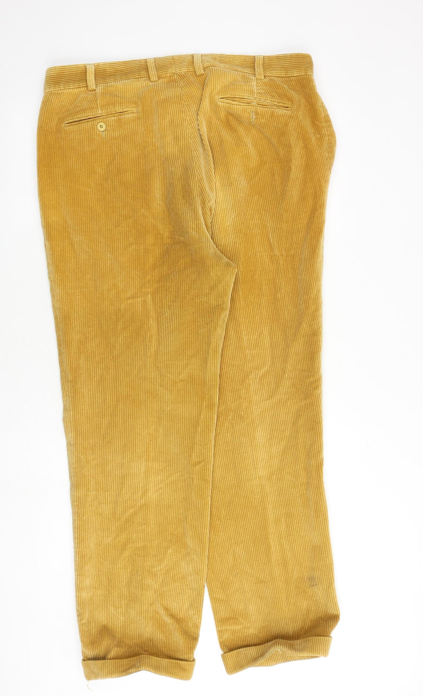 Havier Hudson Mens Yellow Cotton Trousers Size 38 in Regular Zip