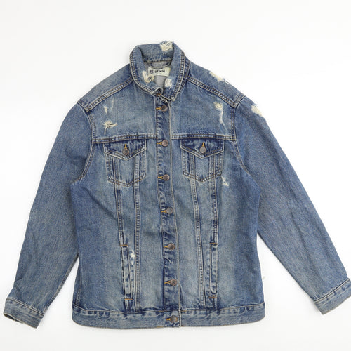 New Look Womens Blue Jacket Size 10 Button - Distressed