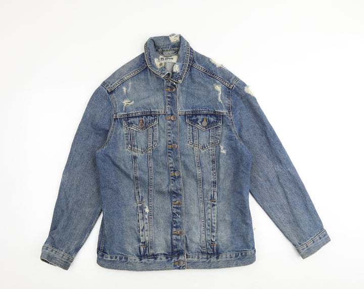 New Look Womens Blue Jacket Size 10 Button - Distressed
