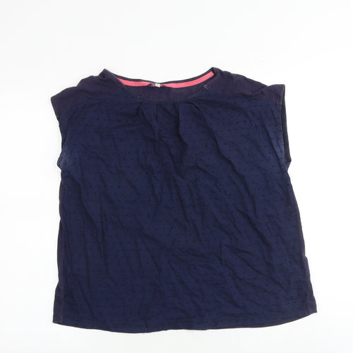 Joules Womens Blue 100% Cotton Basic Blouse Size 10 Boat Neck - Textured