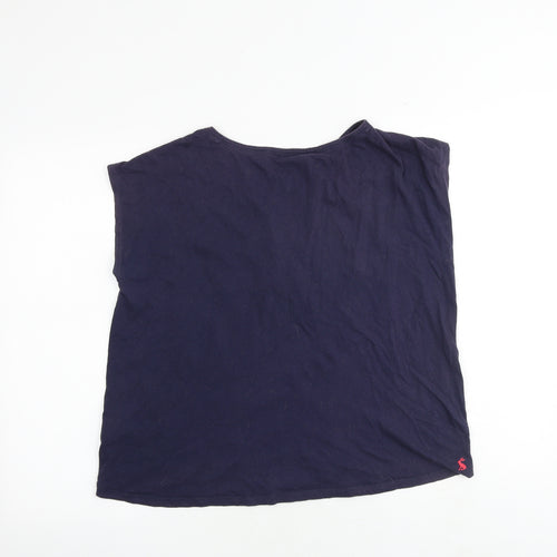Joules Womens Blue 100% Cotton Basic Blouse Size 10 Boat Neck - Textured