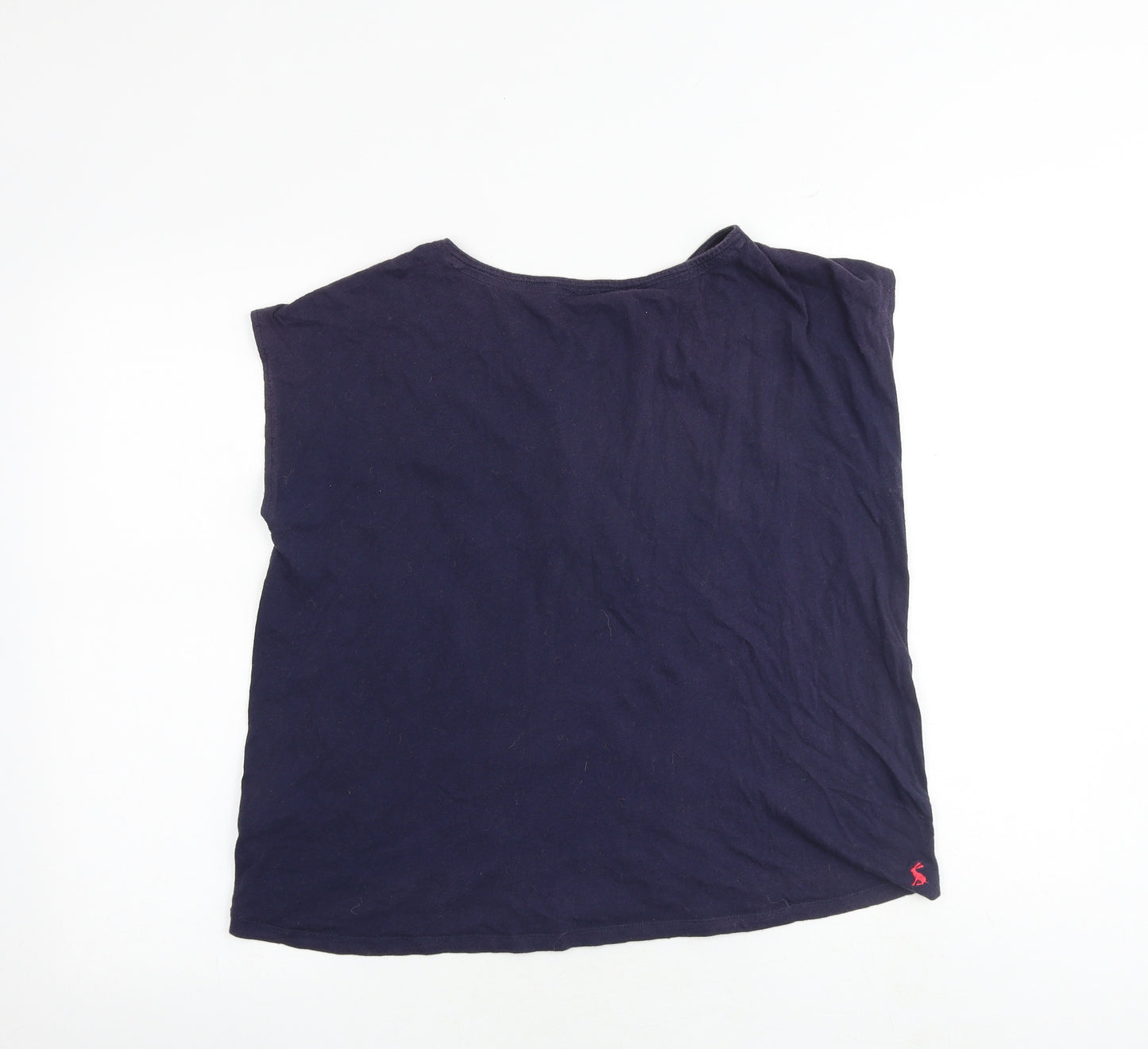 Joules Womens Blue 100% Cotton Basic Blouse Size 10 Boat Neck - Textured