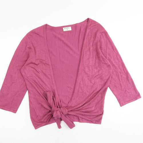 Kaliko Womens Pink V-Neck Viscose Cardigan Jumper Size 12 - Tie Front