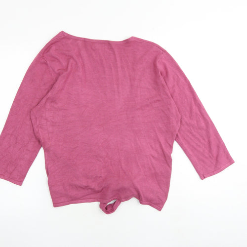 Kaliko Womens Pink V-Neck Viscose Cardigan Jumper Size 12 - Tie Front