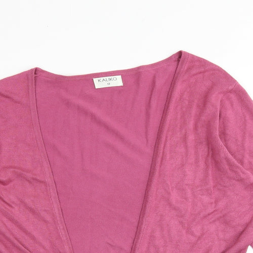 Kaliko Womens Pink V-Neck Viscose Cardigan Jumper Size 12 - Tie Front