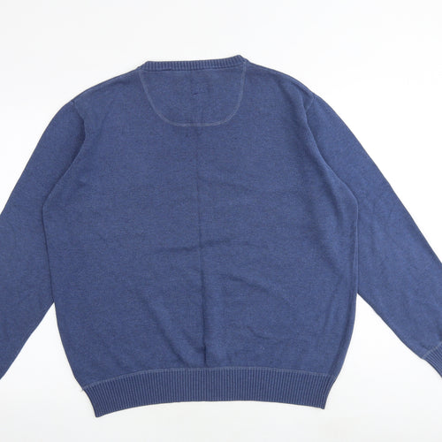 MANTARAY PRODUCTS Mens Blue V-Neck Cotton Pullover Jumper Size L Long Sleeve