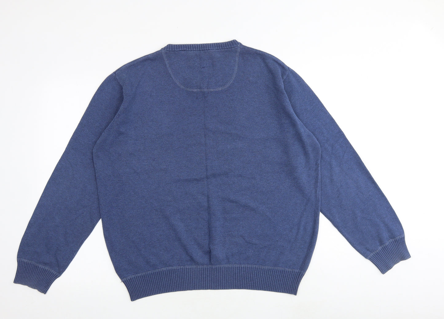 MANTARAY PRODUCTS Mens Blue V-Neck Cotton Pullover Jumper Size L Long Sleeve