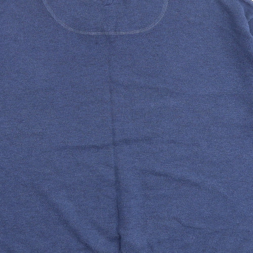 MANTARAY PRODUCTS Mens Blue V-Neck Cotton Pullover Jumper Size L Long Sleeve