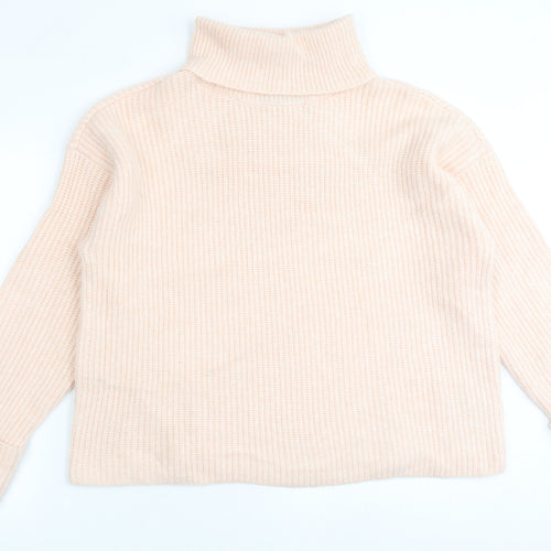 Marks and Spencer Womens Pink Roll Neck Polyamide Pullover Jumper Size L