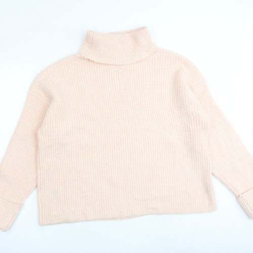 Marks and Spencer Womens Pink Roll Neck Polyamide Pullover Jumper Size L