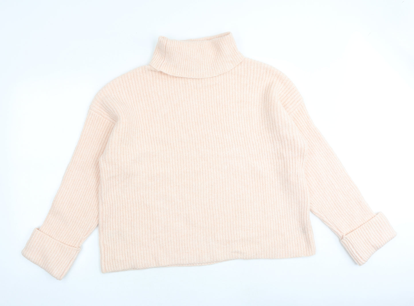 Marks and Spencer Womens Pink Roll Neck Polyamide Pullover Jumper Size L