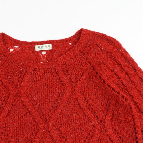 Indigo Womens Red Round Neck Acrylic Pullover Jumper Size 14
