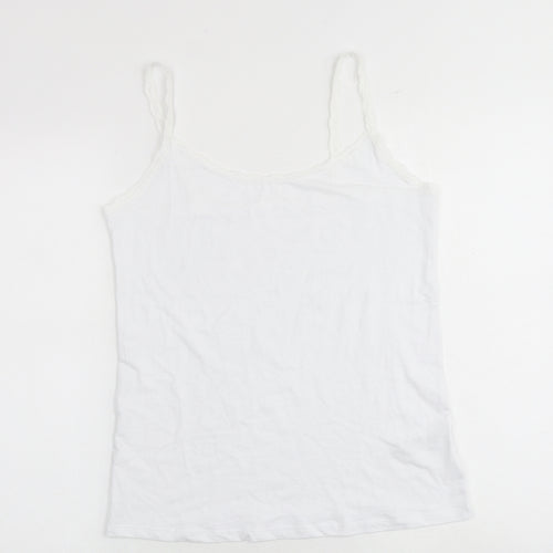 Marks and Spencer Womens White Cotton Camisole Tank Size 16 Scoop Neck