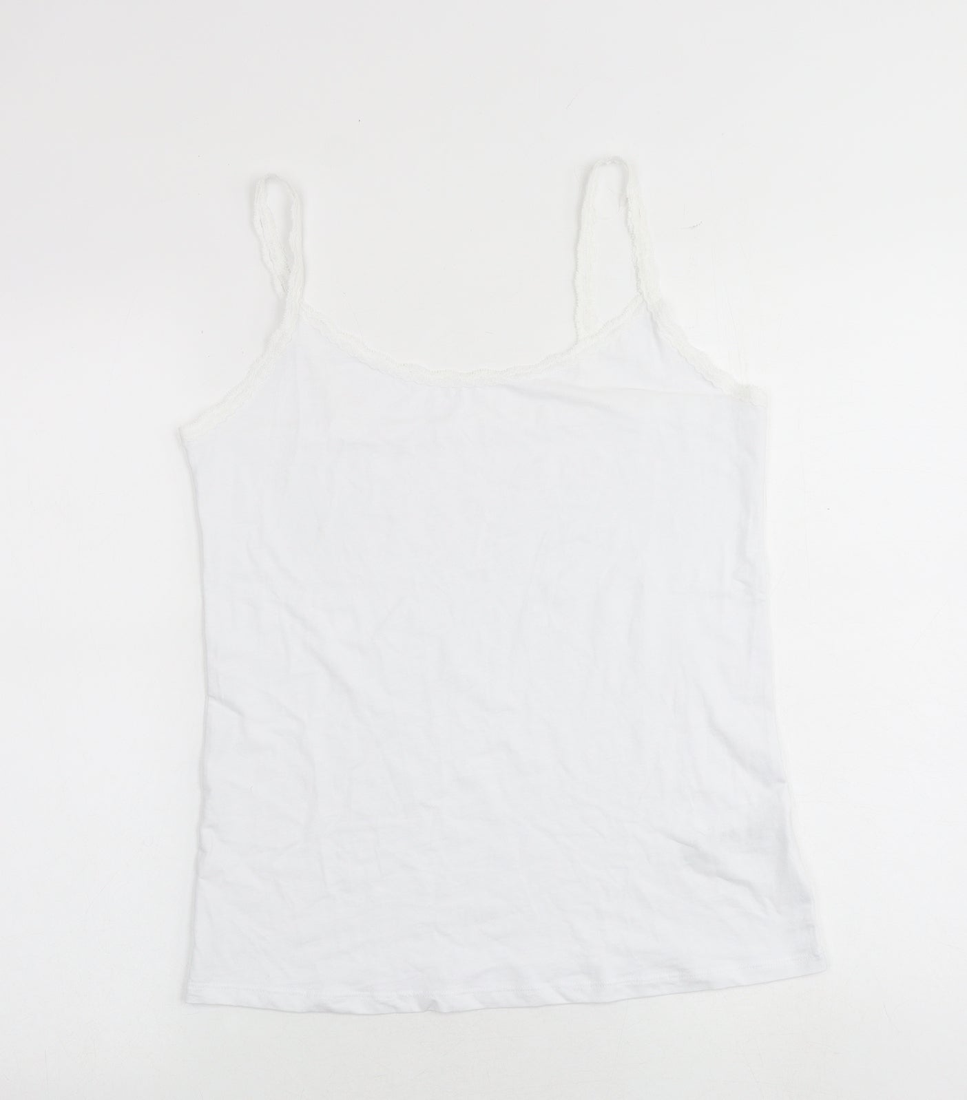 Marks and Spencer Womens White Cotton Camisole Tank Size 16 Scoop Neck
