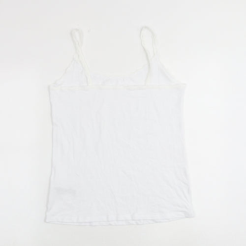 Marks and Spencer Womens White Cotton Camisole Tank Size 16 Scoop Neck