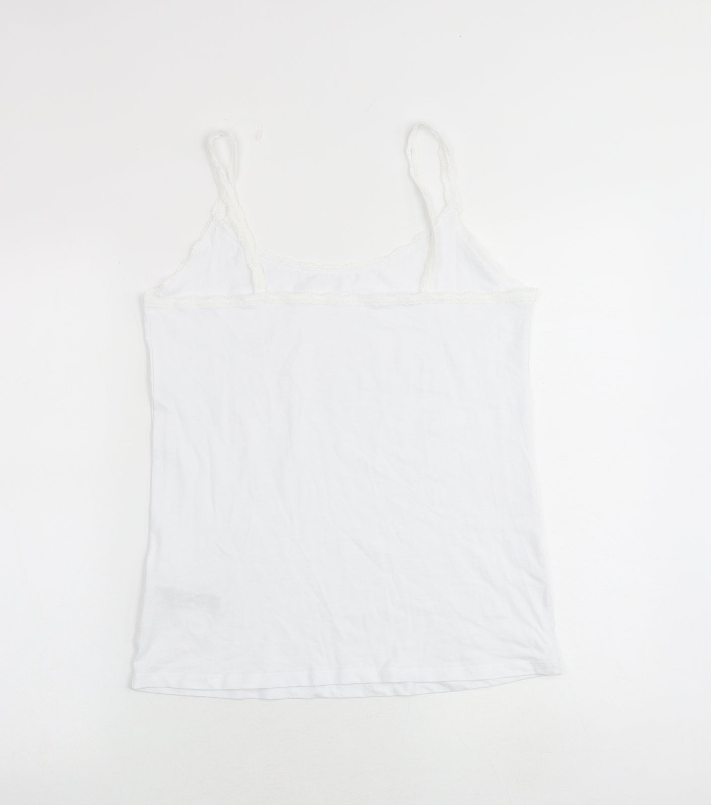 Marks and Spencer Womens White Cotton Camisole Tank Size 16 Scoop Neck