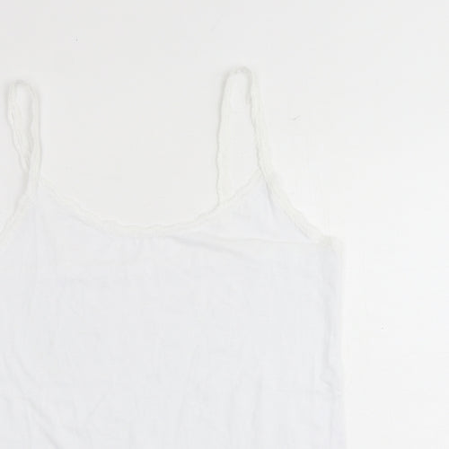 Marks and Spencer Womens White Cotton Camisole Tank Size 16 Scoop Neck