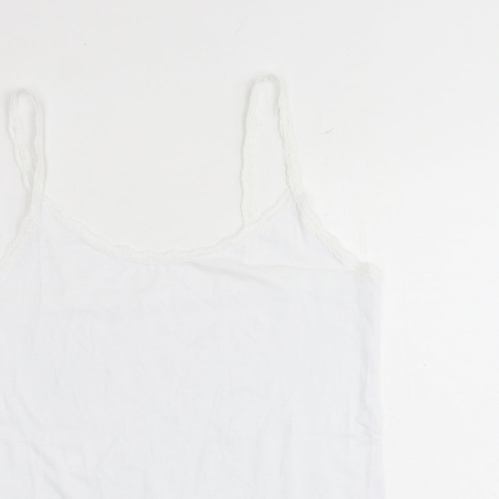 Marks and Spencer Womens White Cotton Camisole Tank Size 16 Scoop Neck
