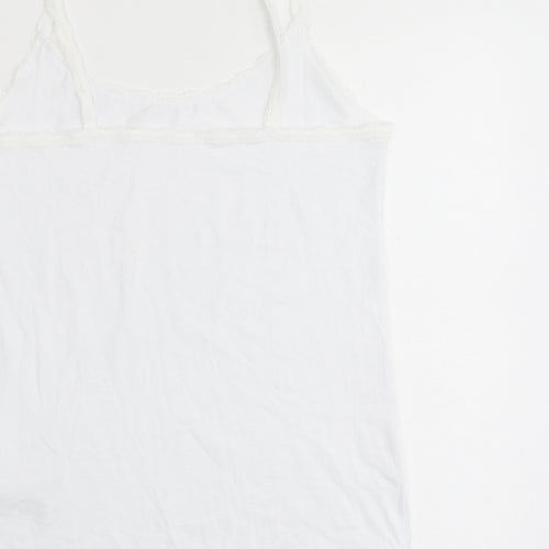 Marks and Spencer Womens White Cotton Camisole Tank Size 16 Scoop Neck