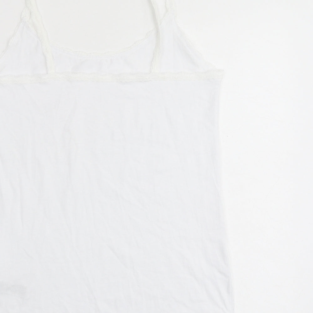 Marks and Spencer Womens White Cotton Camisole Tank Size 16 Scoop Neck