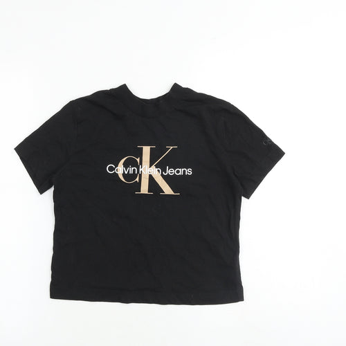 Calvin Klein Womens Black 100% Cotton Basic T-Shirt Size XS Crew Neck