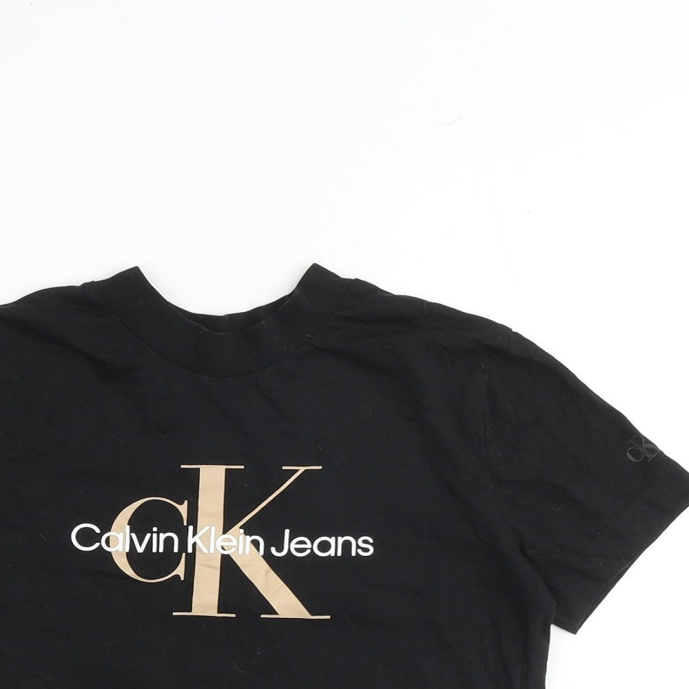Calvin Klein Womens Black 100% Cotton Basic T-Shirt Size XS Crew Neck