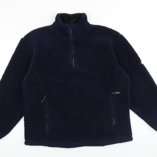 NX Sport Womens Blue Acrylic Pullover Sweatshirt Size S Zip