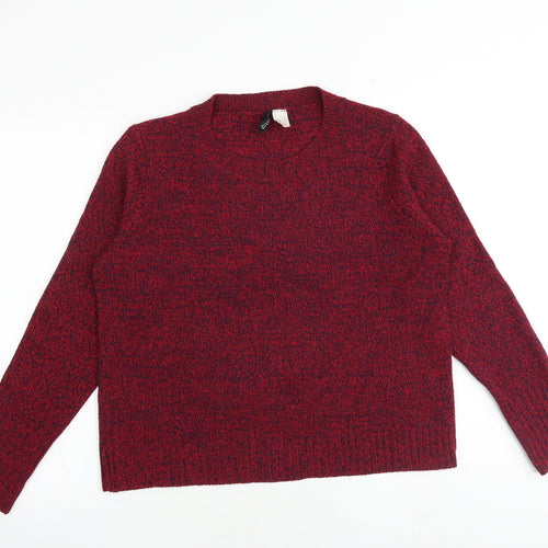 H&M Womens Red Round Neck Acrylic Pullover Jumper Size M