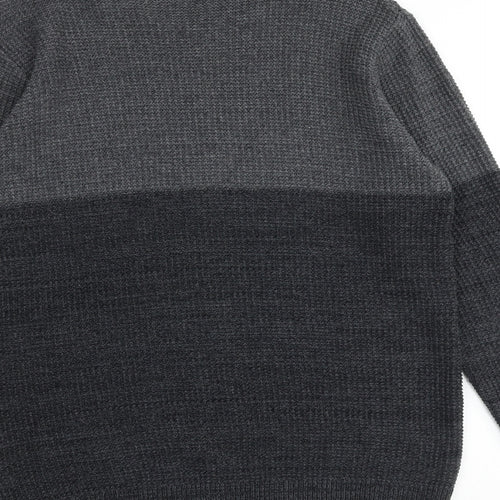 Topman Mens Grey Round Neck Cotton Pullover Jumper Size M Long Sleeve