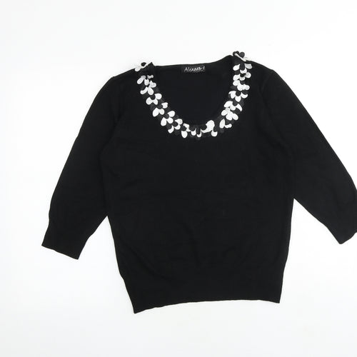 Alexara Womens Black Round Neck Viscose Pullover Jumper Size M
