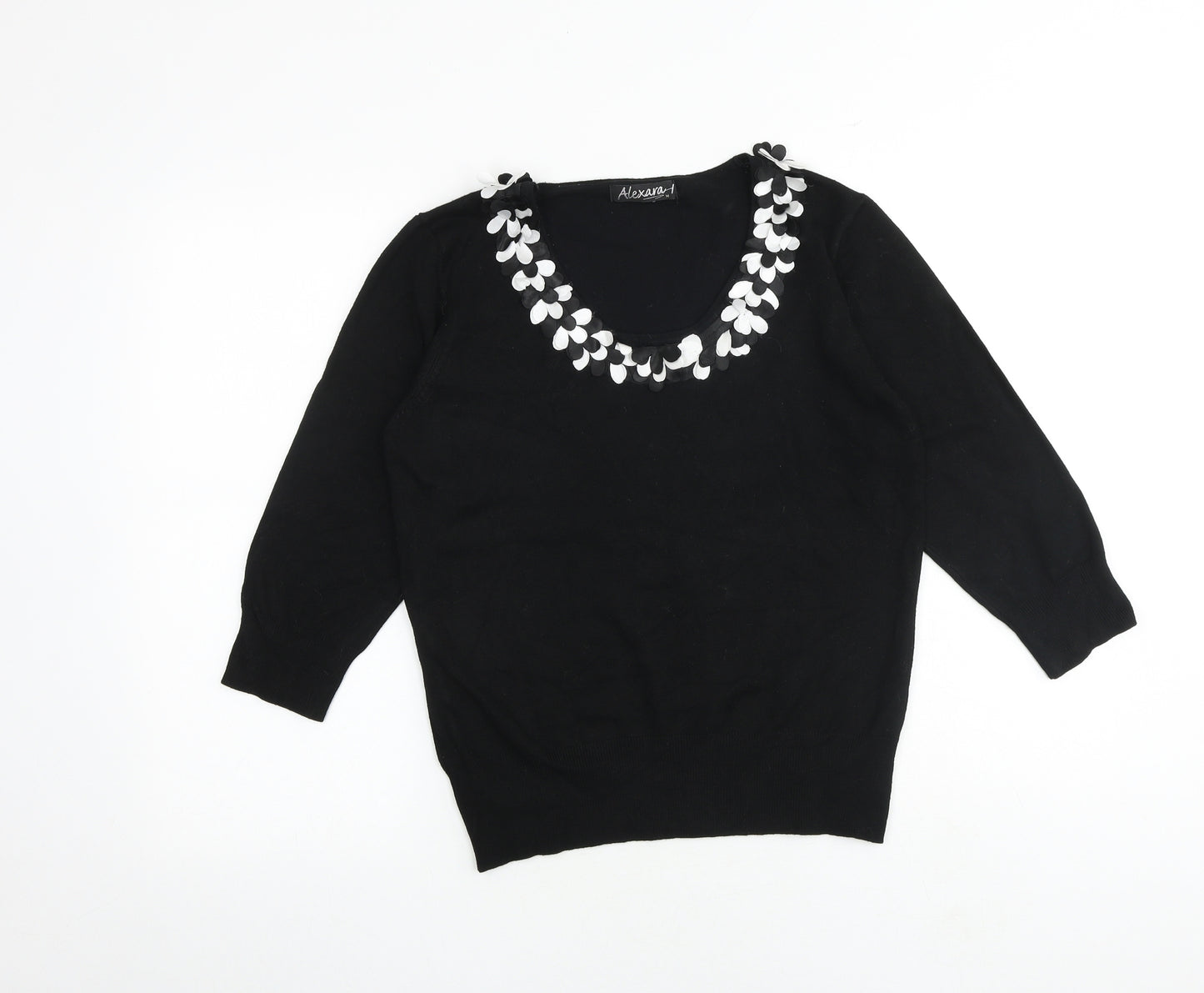 Alexara Womens Black Round Neck Viscose Pullover Jumper Size M