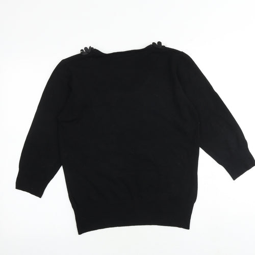 Alexara Womens Black Round Neck Viscose Pullover Jumper Size M