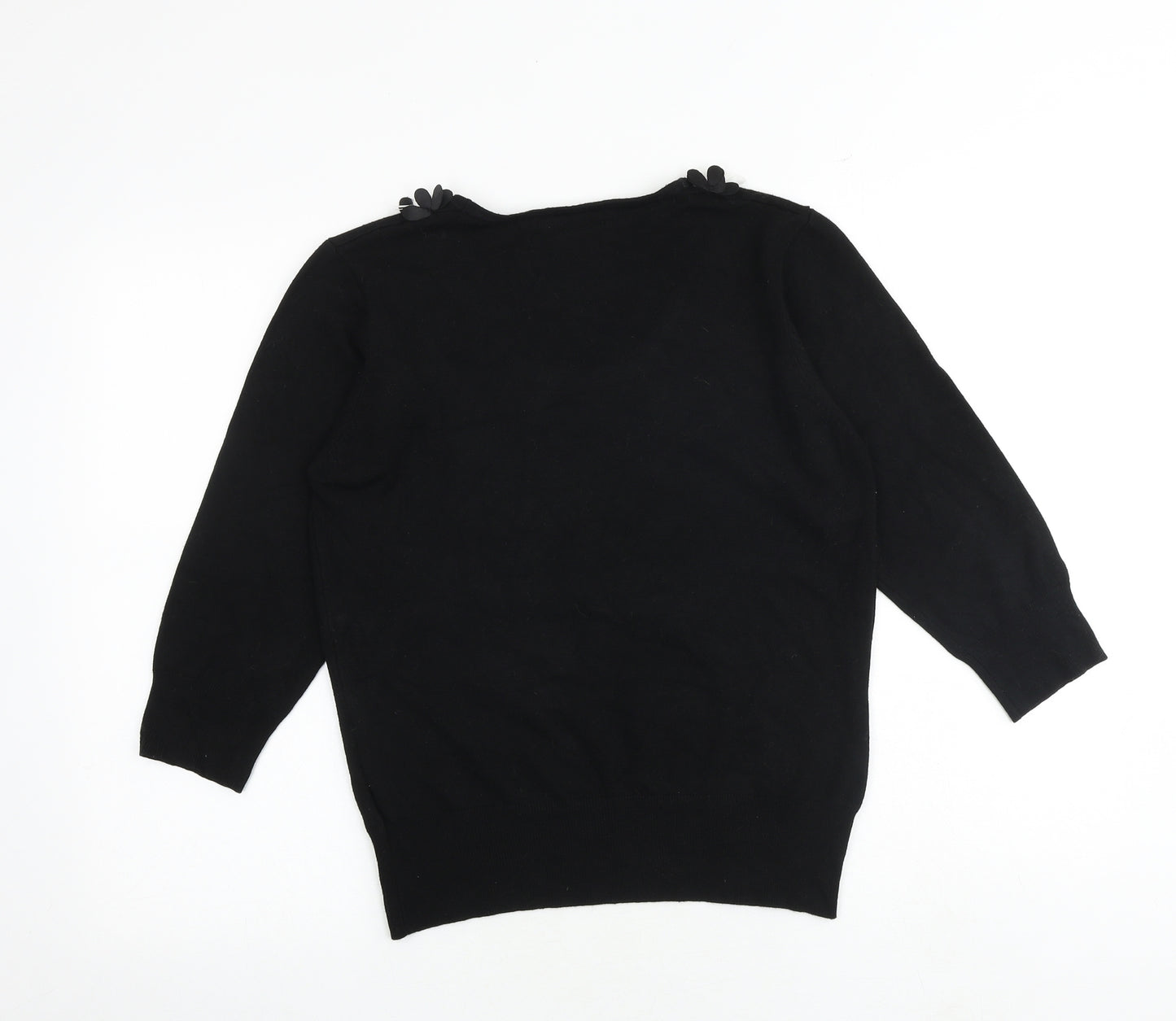 Alexara Womens Black Round Neck Viscose Pullover Jumper Size M
