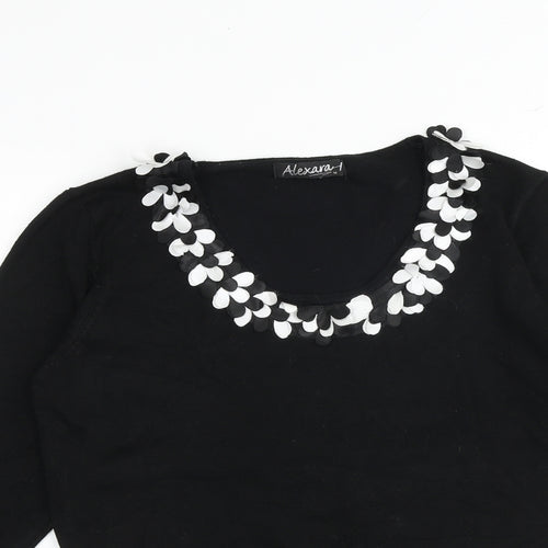 Alexara Womens Black Round Neck Viscose Pullover Jumper Size M