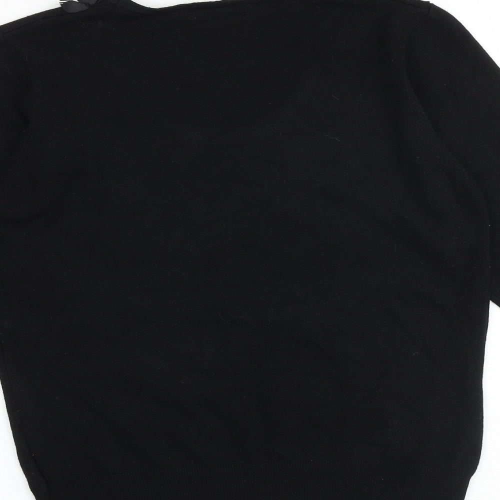 Alexara Womens Black Round Neck Viscose Pullover Jumper Size M