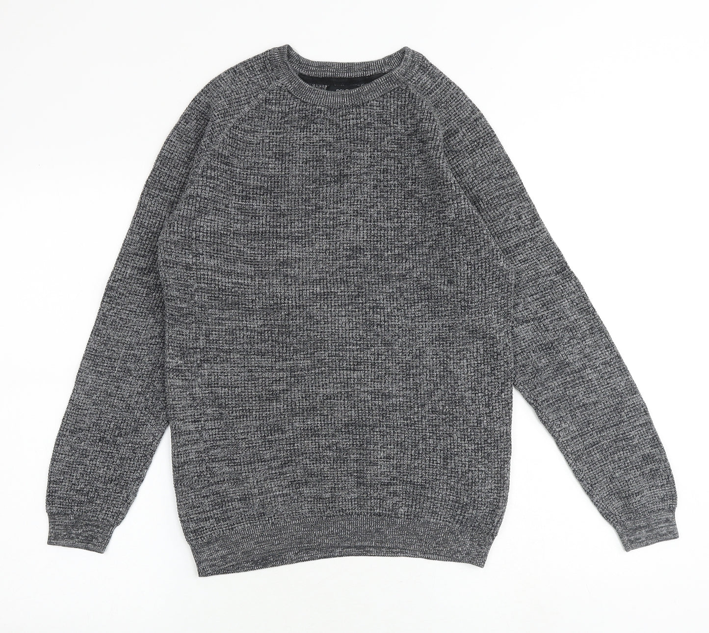 NEXT Mens Grey Round Neck Cotton Pullover Jumper Size S Long Sleeve
