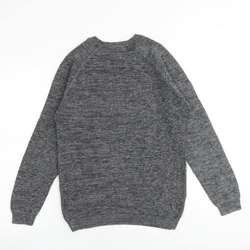 NEXT Mens Grey Round Neck Cotton Pullover Jumper Size S Long Sleeve