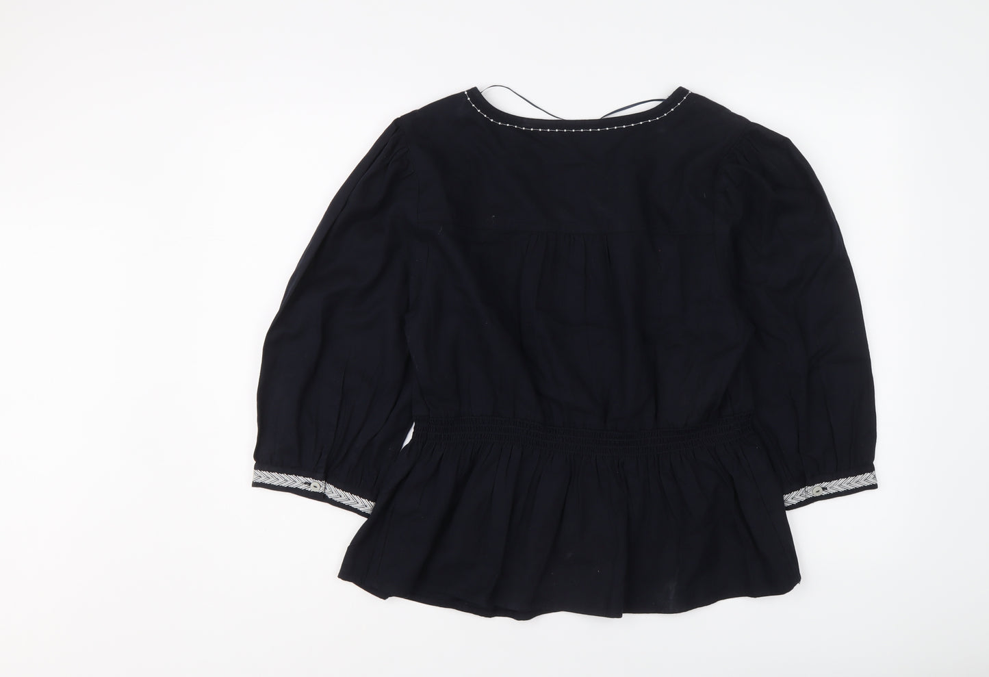 Marks and Spencer Womens Blue Cotton Basic Blouse Size 16 V-Neck