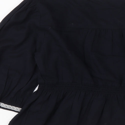 Marks and Spencer Womens Blue Cotton Basic Blouse Size 16 V-Neck