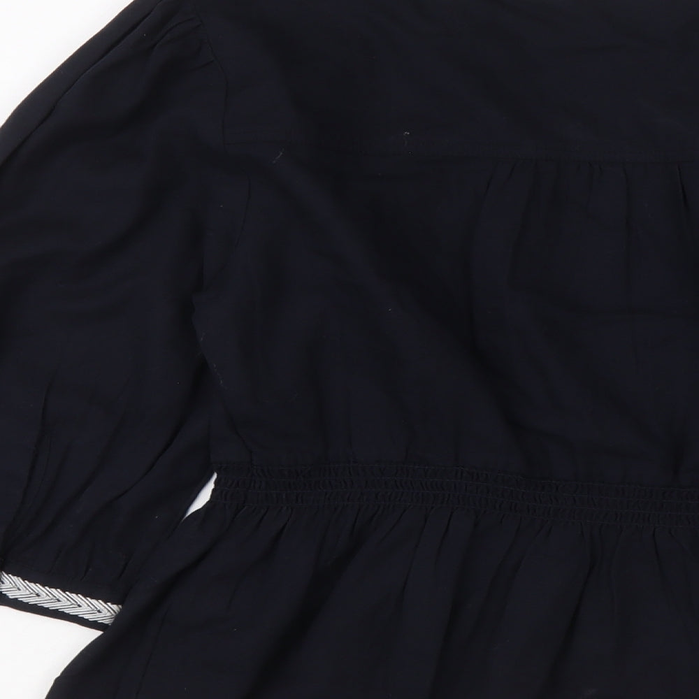 Marks and Spencer Womens Blue Cotton Basic Blouse Size 16 V-Neck