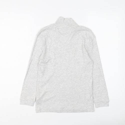 Marks and Spencer Girls Grey Cotton Basic T-Shirt Size 9-10 Years Mock Neck Pullover