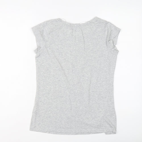 South Womens Grey Cotton Basic T-Shirt Size 10 Round Neck - Baby It's Cold Outside Christmas
